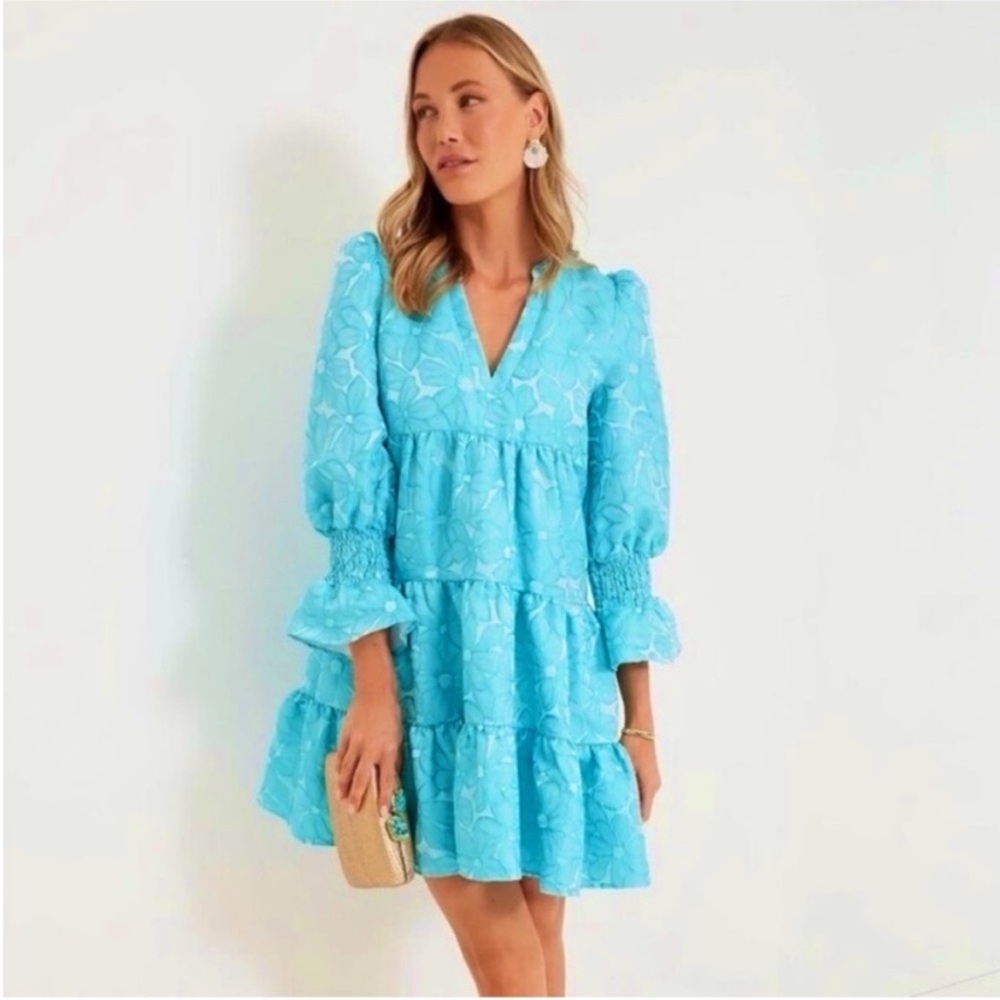 Tuckernuck Pomander Place Blue Ruffled Tiered Sundress Large NWT